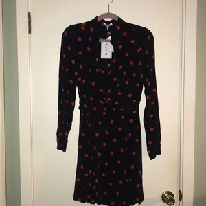 Ganni dress black with red polka dots